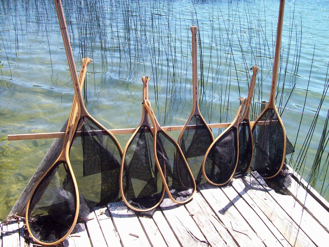 Custom Wooden Trout Flyfishing Landing net made in the usa with